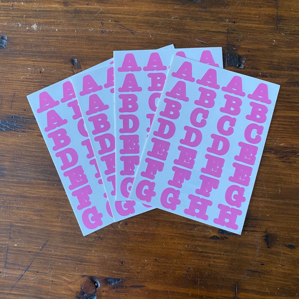 Creative Memories Pink Alphabet Letter Stickers 4 Sheets Scrapbooking Crafting
